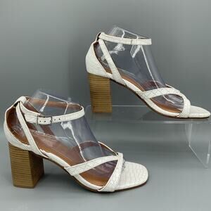 NEW Crevo Women’s Kaitlyn Snake Print Block Heels White Size 9